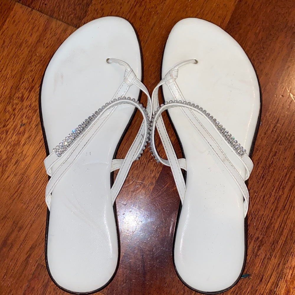 Italian shoemakers White rhinestone sandals